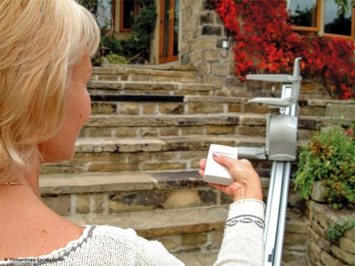 Outdoor stair lift with remote control